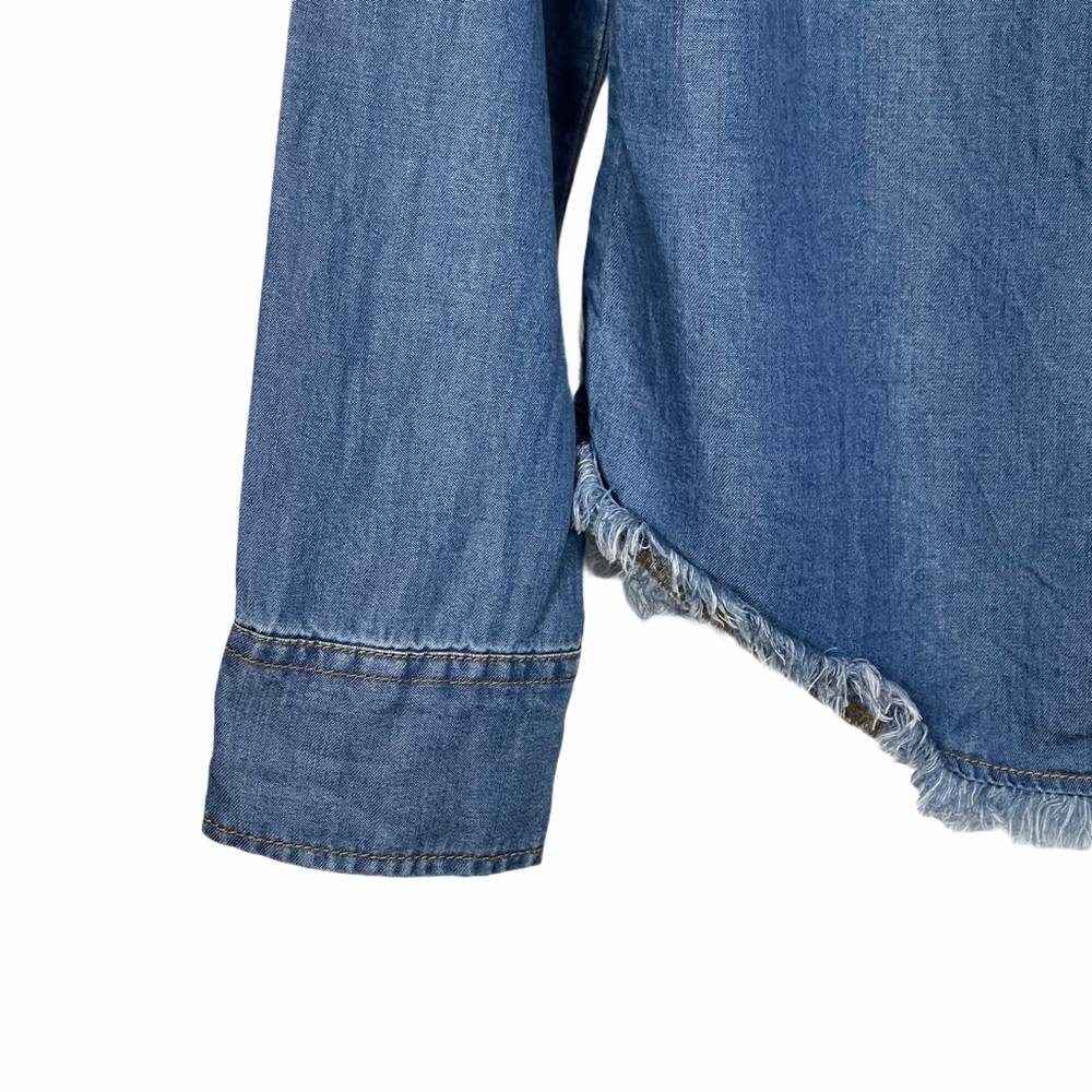 Splendid Indigo Ruffle Chambray Button Front Top S - image 6